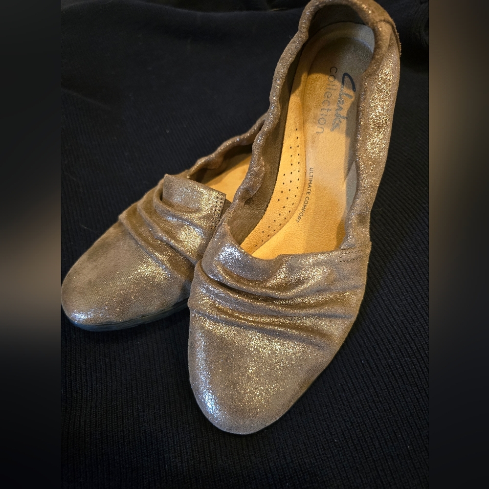 Clarks Jeanette Rudy Pewter Flat